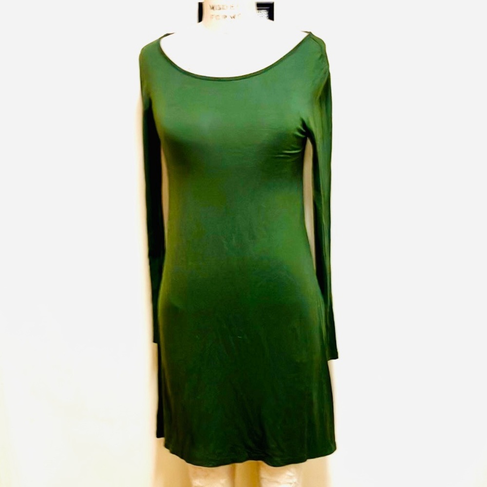 Heart and Hips Olive Green Long Sleeve Stretch Dress